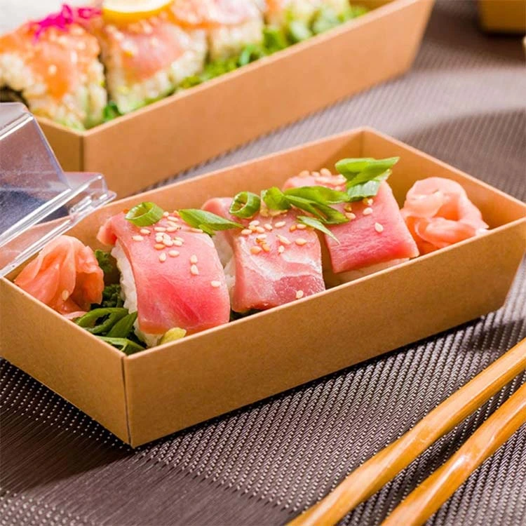 Custom biodegradables desechables de papel grado alimenticio sushi comida para llevar Lunch Box