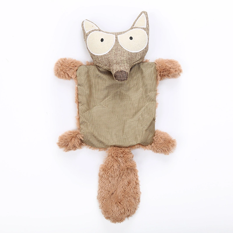 Novo Brinquedo Vocal Pet Shell de couro de pelúcia pequena Raccoon Forma com anel o brinquedo de cães de papel