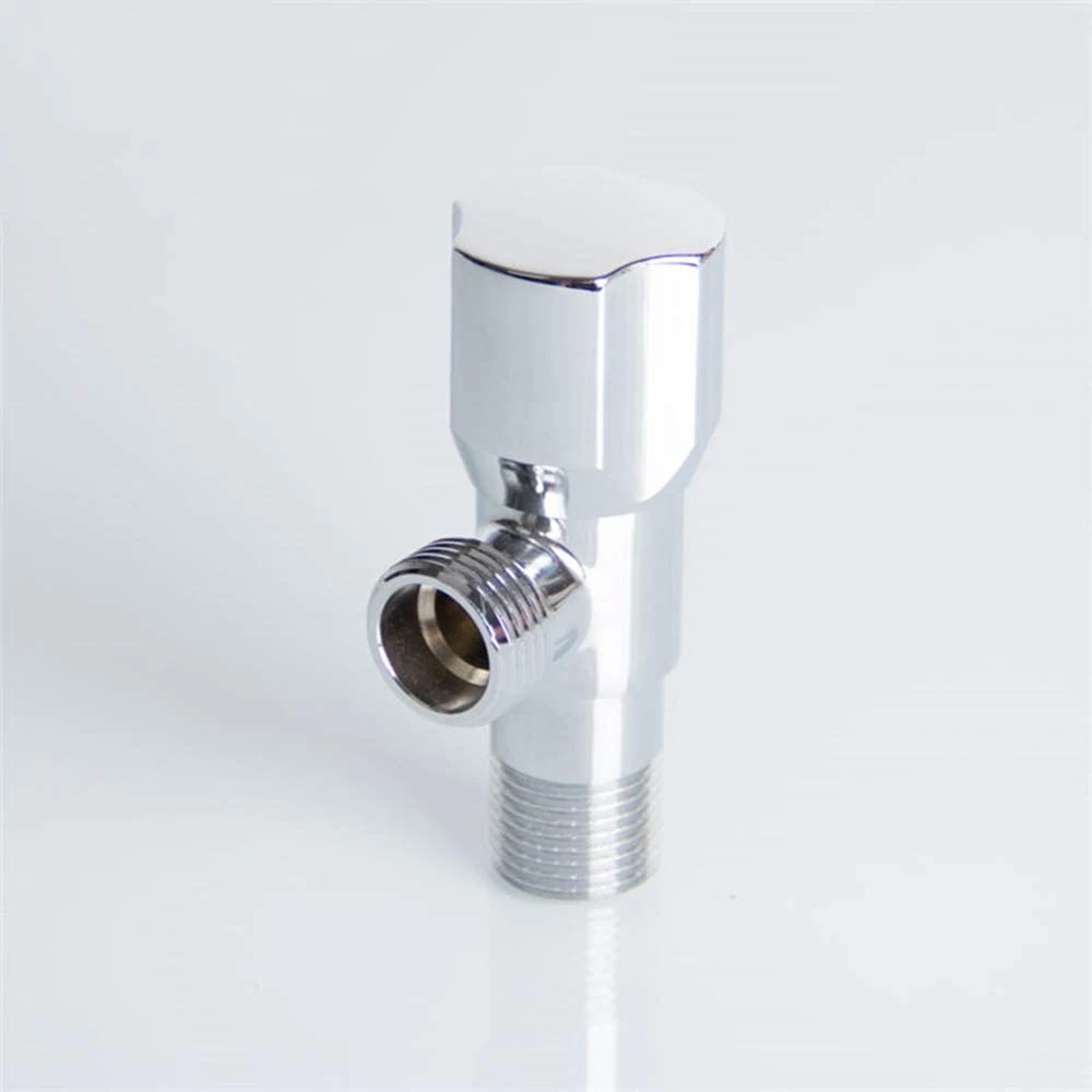 Chrome Finish Angle Valve Two-Way Zinc Alloy Handle Water Angle Valve Brass Angle Stop Valve for Bathroom Toilet Kitchen