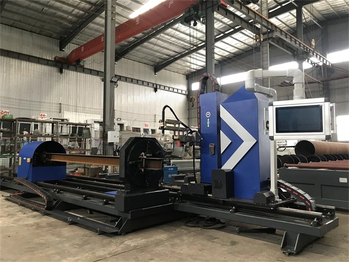 8 eje Acero tubo redondo Perfil CNC plasma Gas biselado Máquina de corte para tubos de vigas H.