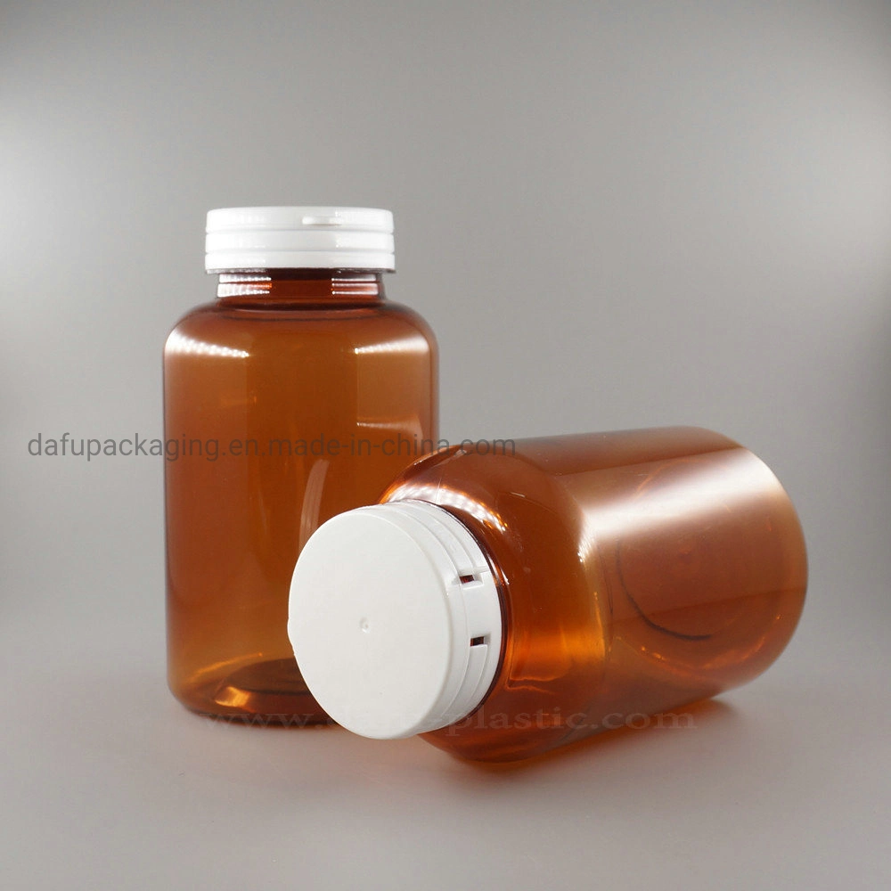 Custom Pet Bottle 300ml Clear Plastic Capsule Container with Caps