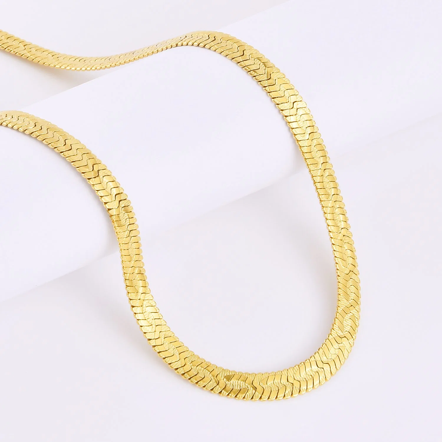 Popular Hip-Hop Shiny Slim Stainless Steel New Embossed Herringbone Chain Jewellery Parts Fashion Anklet Bracelet Necklace Jewelry