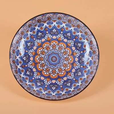 Bol en céramique de style bohème, vaisselle en porcelaine, bol émaillé pur, ensemble de thé avec motifs de couleur personnalisés, logo et design de décoration d'ustensiles de cuisine.