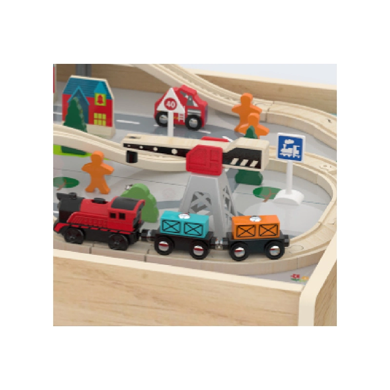 Wooden Train Track Play Table Customized Educational Railway Table Set for Kids