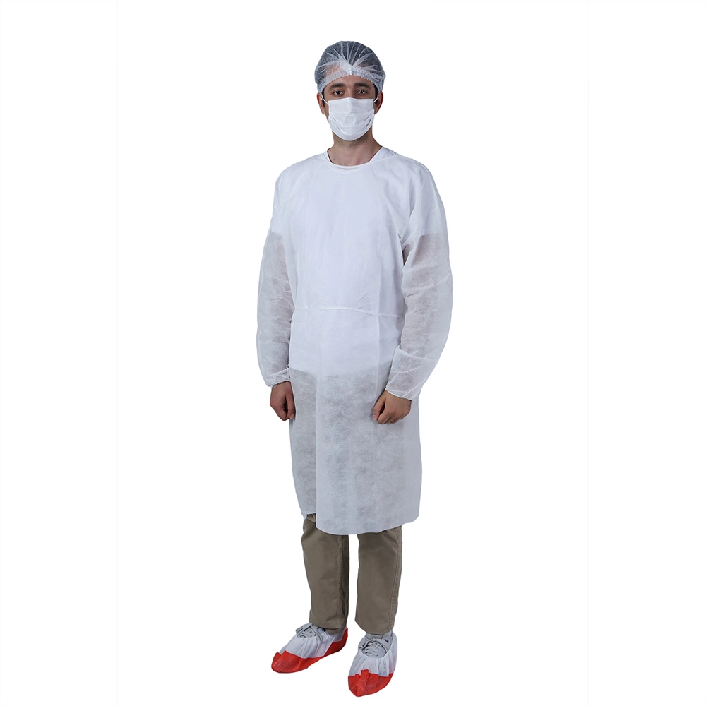 Hospital Isolation Examination Patient Non Woven Protective Laminated Sanitary Level 2 Disposable PP Surgical Gown with Elastic Cuffs