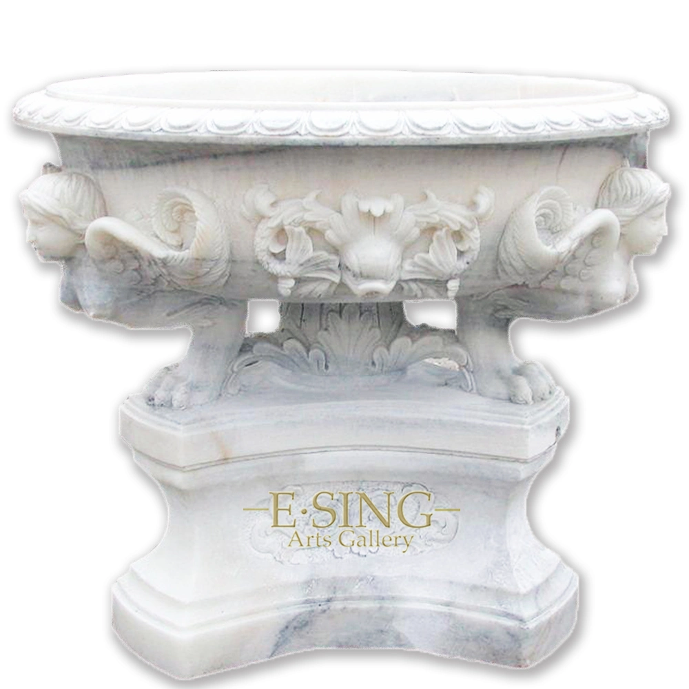 Wholesale/Supplier Hand Carved Outdoor Stone Flowerpot