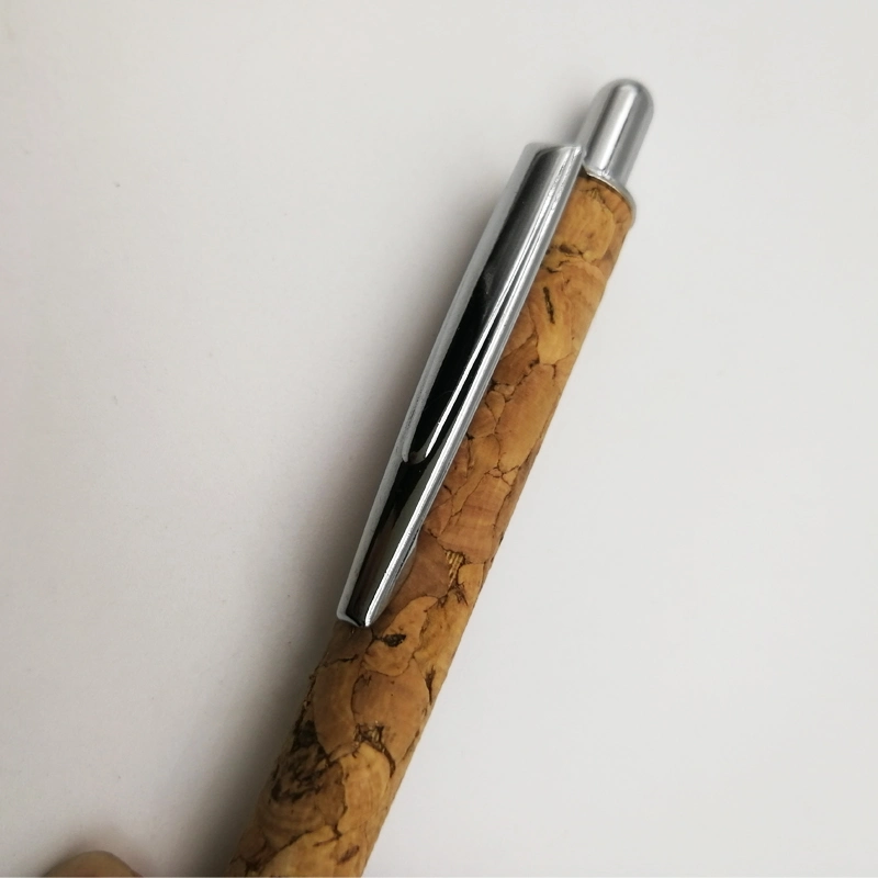 Logo Wood Grain Surface Recycled Metal Cork Eco Ballpoint Pen