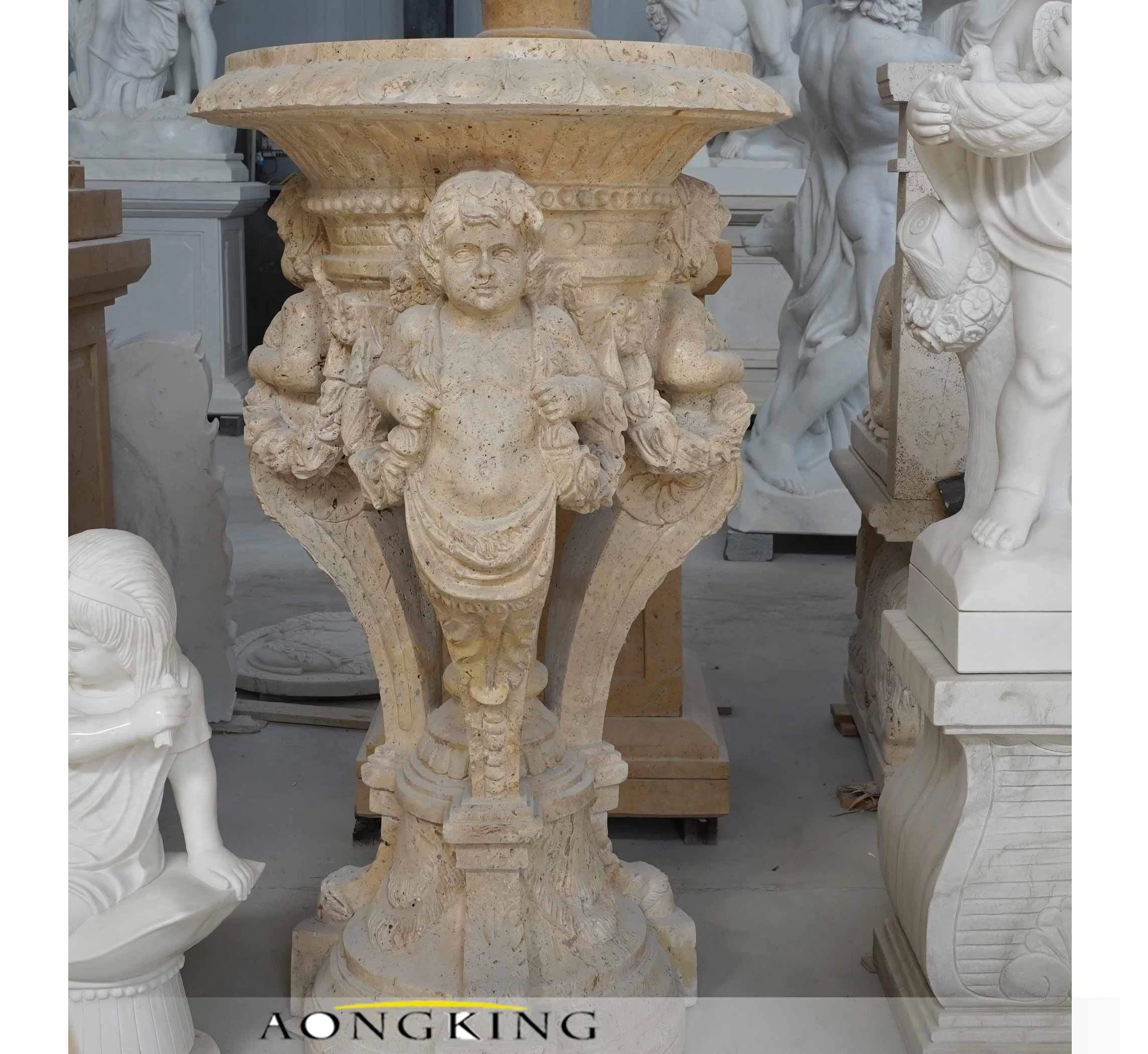 Marble Flower Pot with The Story Relief for Garden