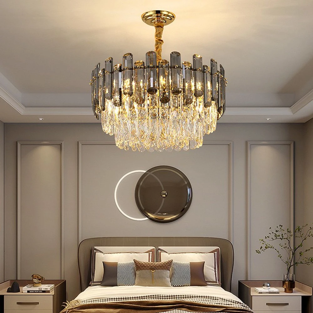 Luz Nórdica pendente quente Interior Hotel lobby Luxury Crystal Lustre moderno