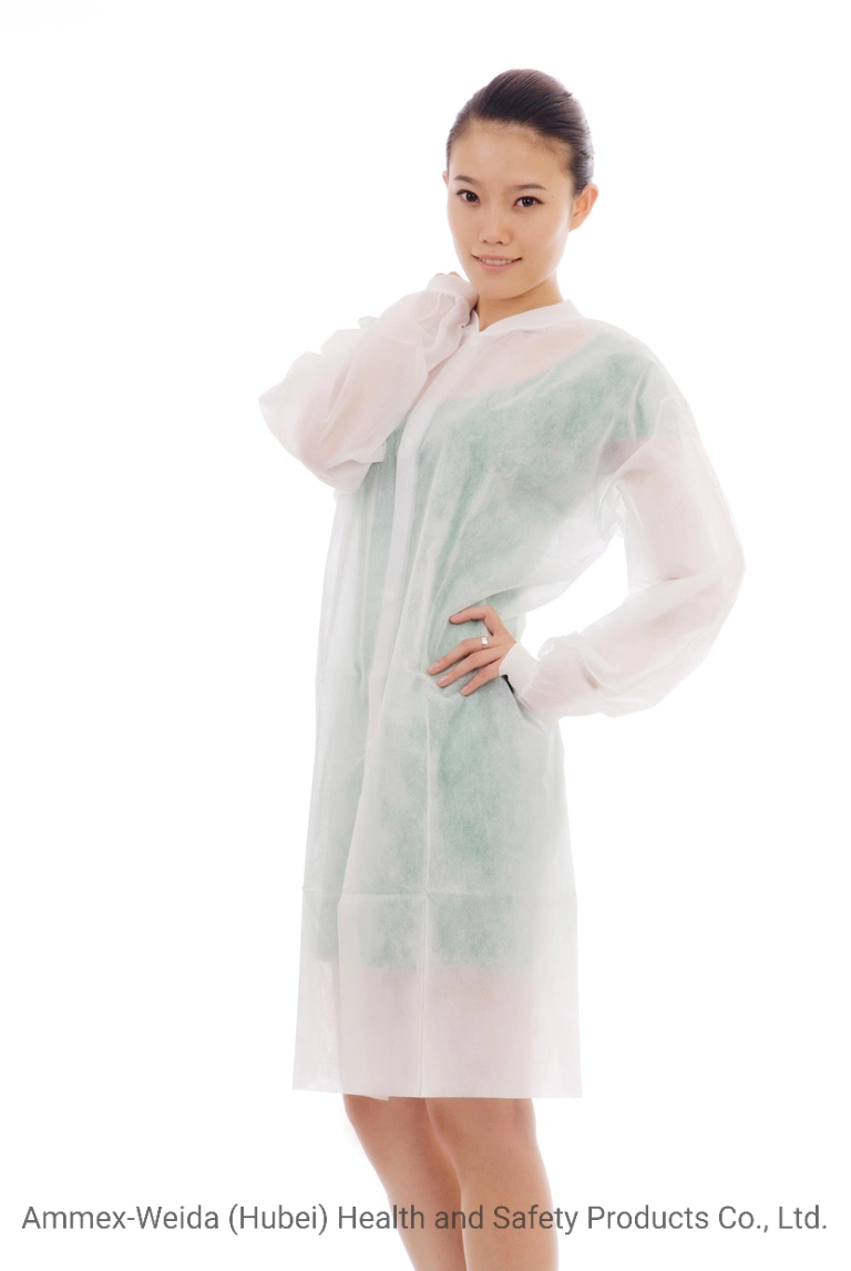 for Keep Sanitary Disposable Use MP Lab Coat with Snaps and Different Style Collar in Workshop