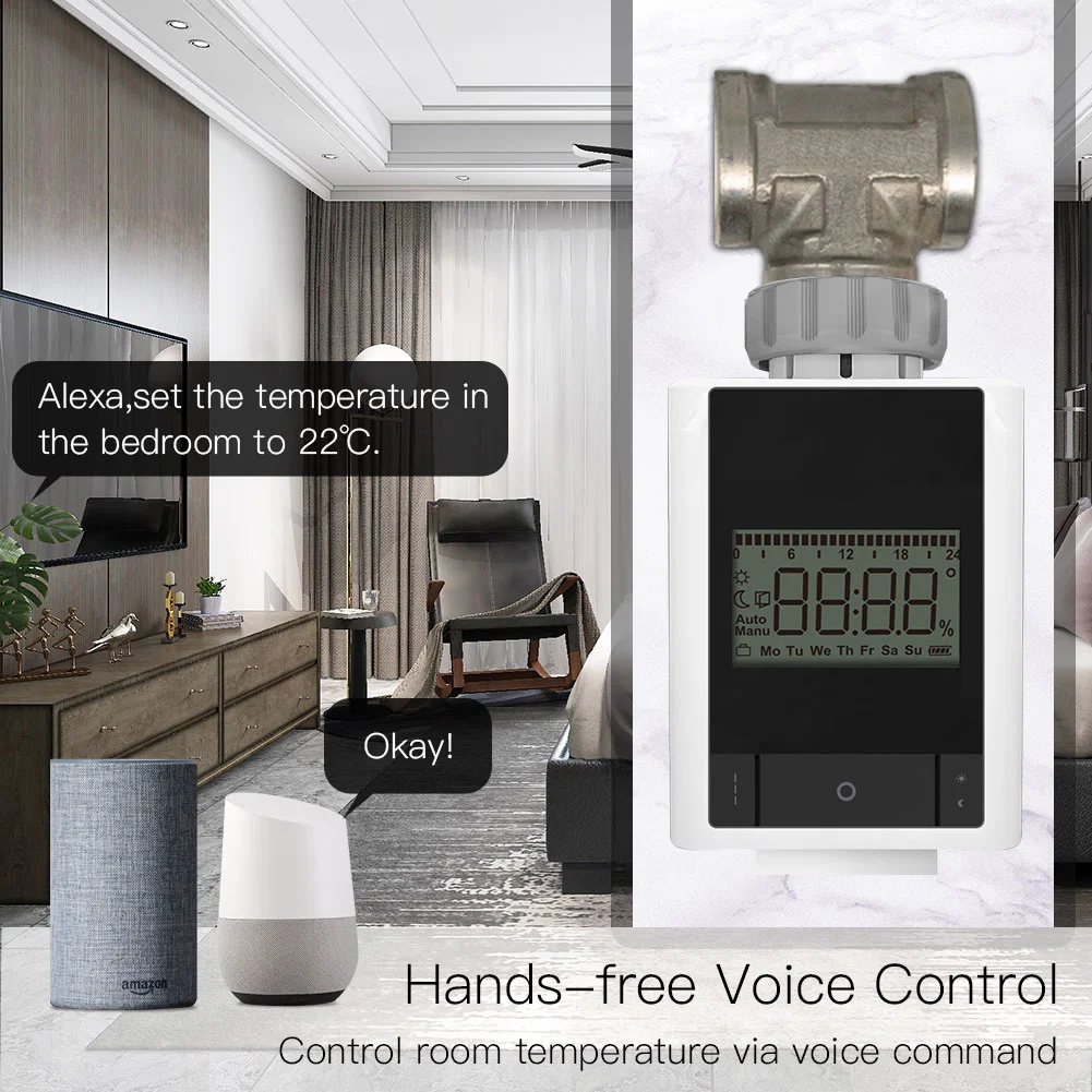 Tuya Zigbee Trv Thermostatic Heating Radiator Valve Head Controller Actuator Smart Thermostat with 1PC Zigbee Hub APP Remote Control Alexa Acho Google Home