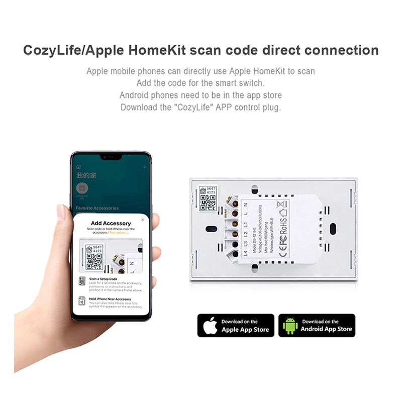 Homekit WiFi Smart Wall Touch Switch Light Switch Glass Panel Wireless Remote Control with Timer Function Support Apple Homekit