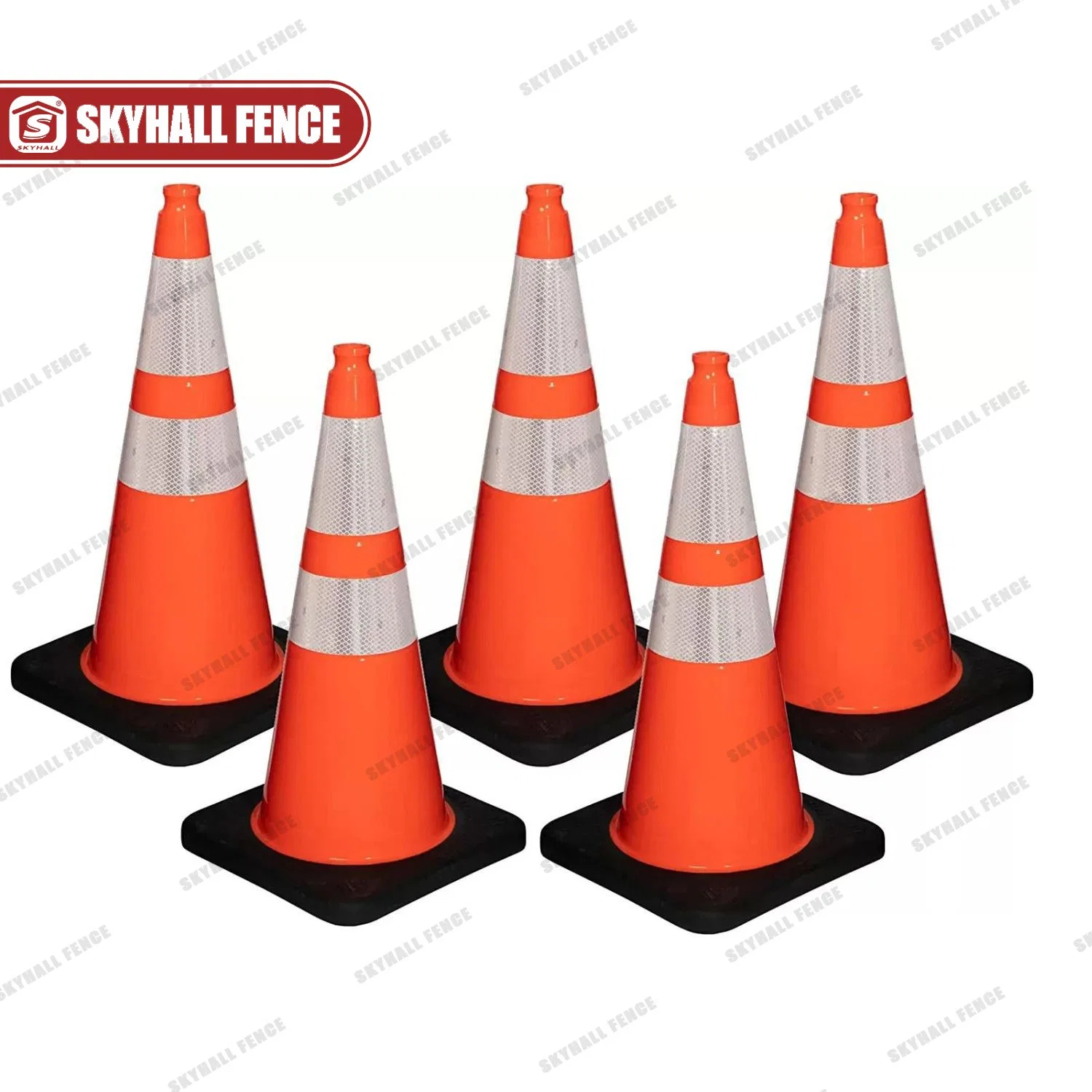 Locais de construção dos cones de trânsito em plástico vermelho/laranja com cuidado Cones