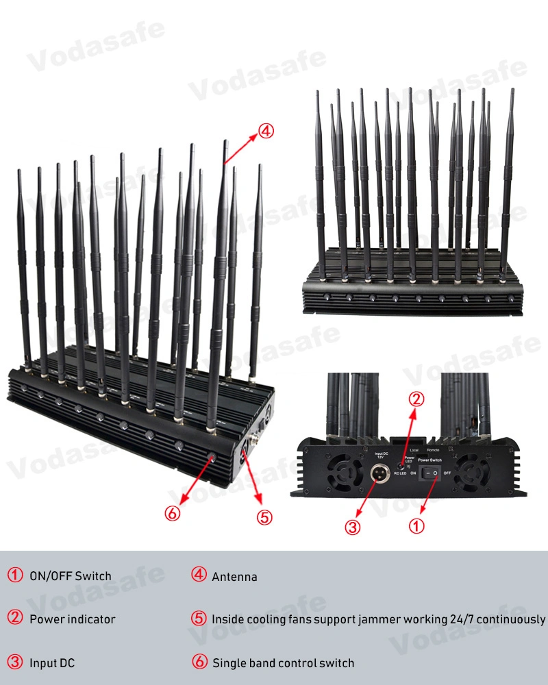 47W 18 Antennas Phone Jammer 2g 3G 4G WiFi GPS Walkie Talkie Cell Phone Jammer