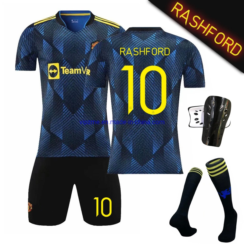 Conjunto de camisolas de futebol de atacado Quick Dry Blue Football Wear