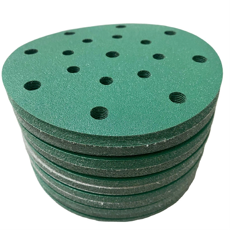 125 5 Zoll Green Pet Film Trägerrasive Klettverschluss Disc Schleifpapier Schleifscheibe Schleifpapier Scheibe Klettverschluss Schleifscheibe für Auto-Schleifen