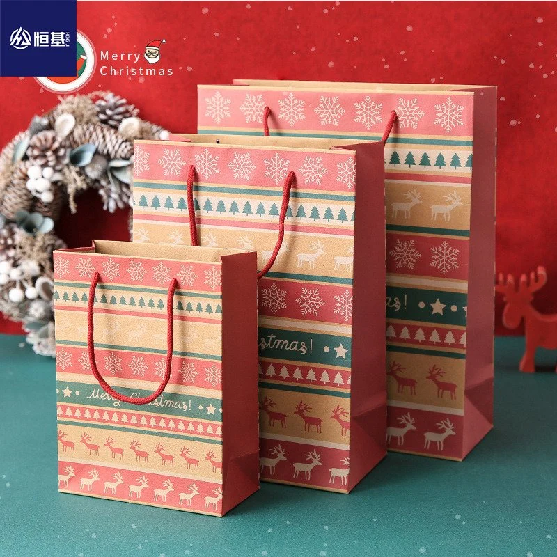 Multi Size Candy Flower Gift Bags Santa Gift Merry Christmas Paper Craft Box for Party