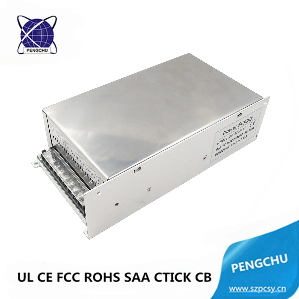 Fuente de alimentación de conmutación de carcasa de aluminio AC DC 12V 83,33A de sobremesa 1000W para la industria de la máquina