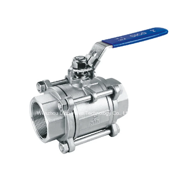 Dico Gas Oil Water 1000psi Full Bure CF8/CF8m/Wcb Bsp BSPT End 3PC Ball Valve