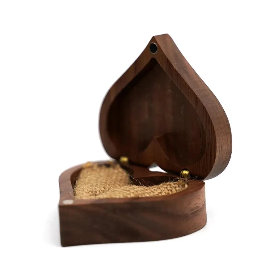 Poya Glossy Koa Wooden Engagement Ring Box for Jewelry Gift Package