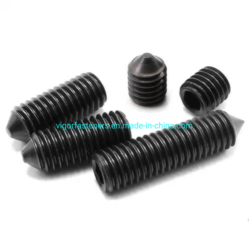 Alloy Steel Black Hexagon Socket Set Screws with Cone Point DIN914 45h Set Screw Ml40cr