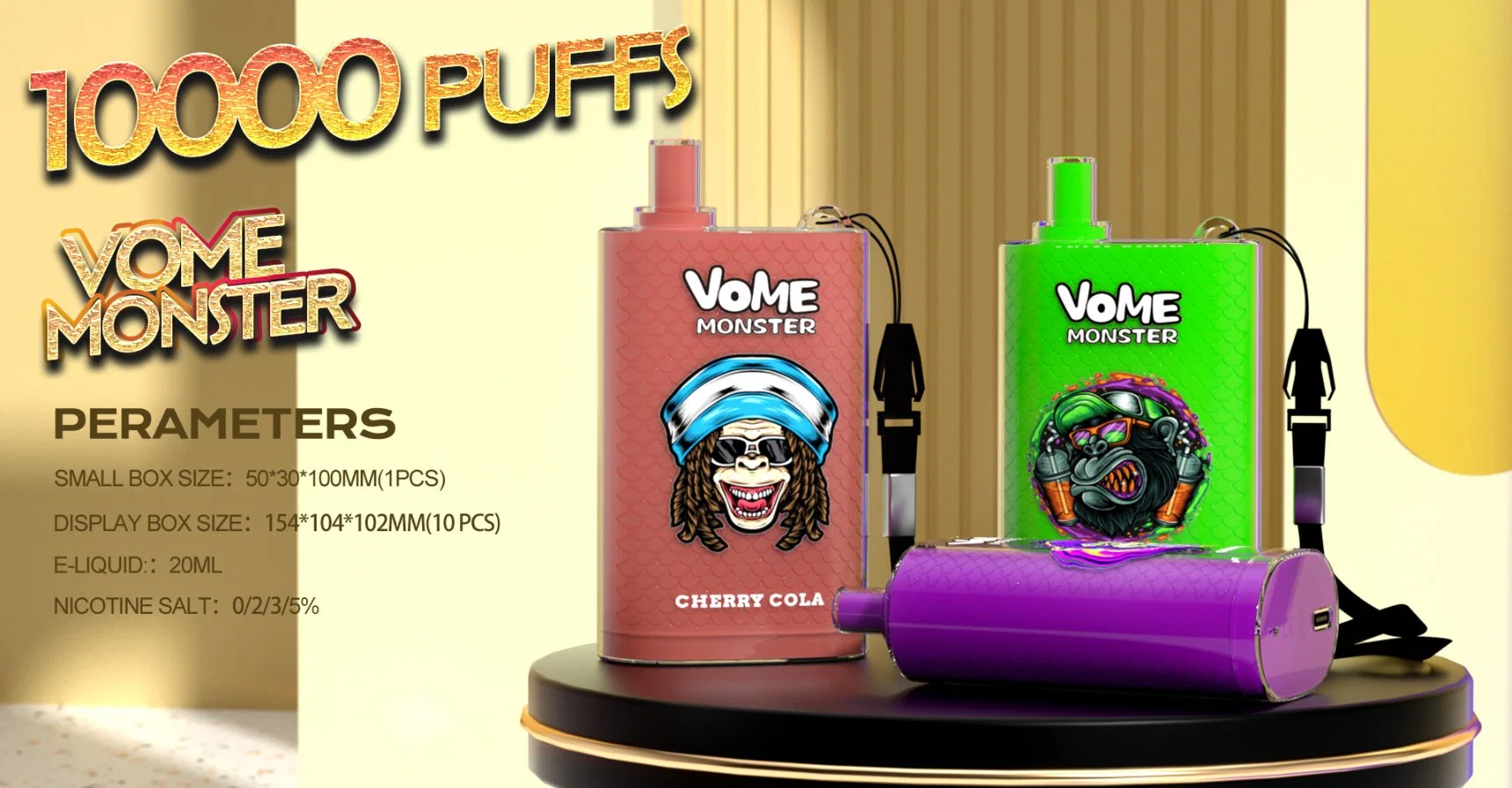 Fumot الأصلي المصنعين Vome Monster 10000 الهواء -- قابل للضبط نسيج الملف بالجملة القرد القرد القابل للتصرف