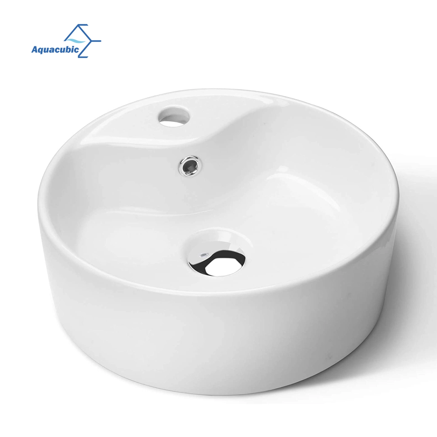 Aquacubic High Quality Factory Price Fashionable Round Bathroom Ceramic Countertop Wash Basin