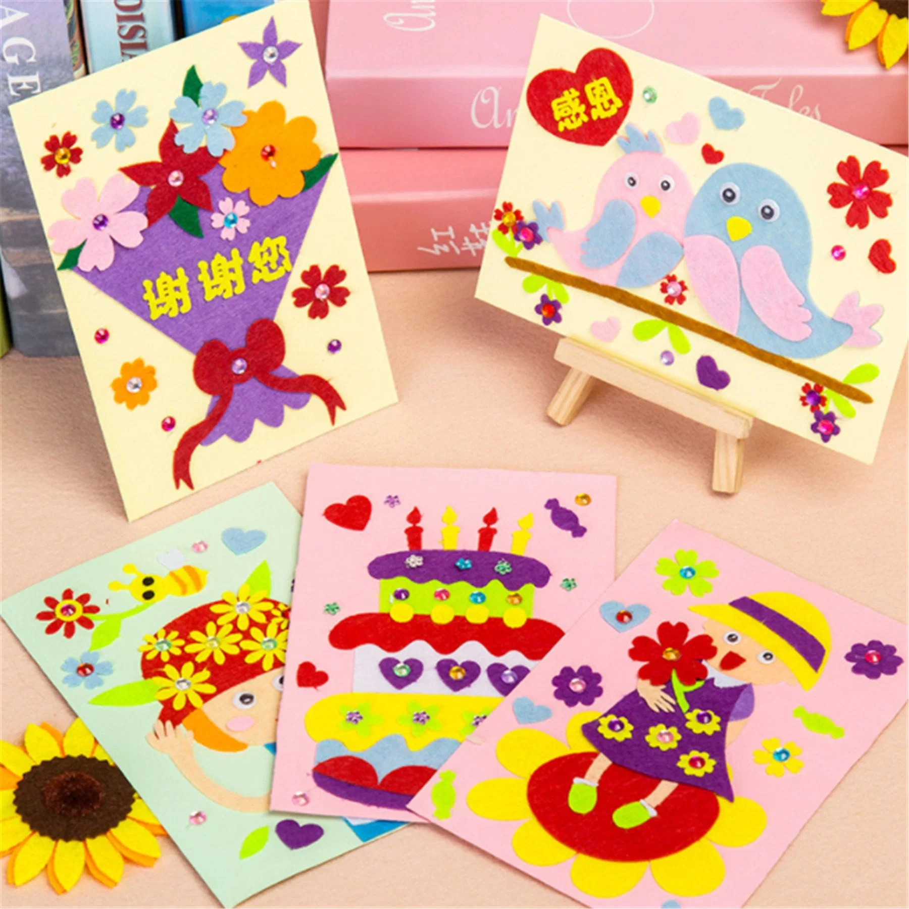 DIY Felt Greeting Card Flower Design Handmade Felt Craft Educational DIY Toys