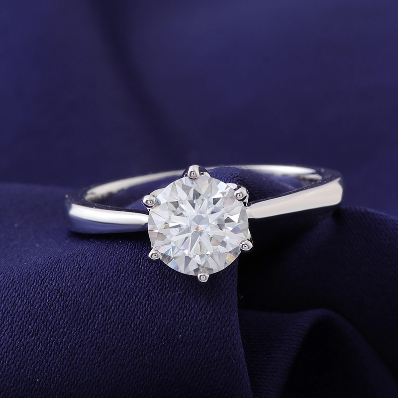 8 mm de H&amp;une épaisse couche de flèches dans six Super basse Prong Tulip Paramètre Solitaire or blanc 10K de l'engagement des femmes bague en diamant