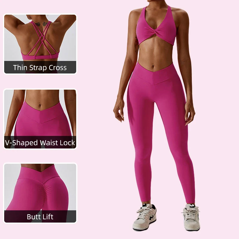 Großhandel/Lieferant Custom Breathable Eco Friendly Beauty Back Strappy Sport-Bh Legging Yoga Outfit Fitness-Set