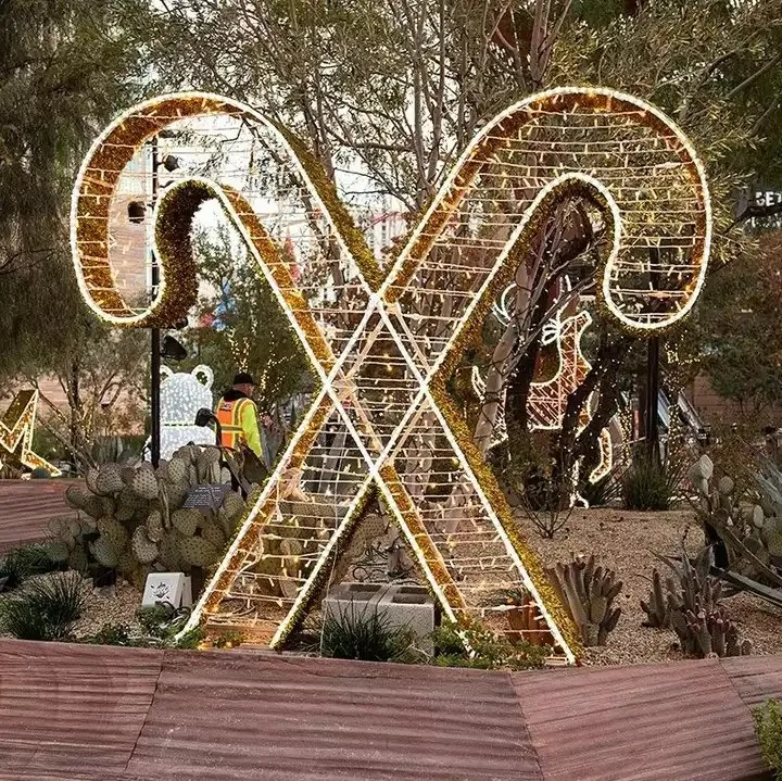Décoration de Noël a conduit Candy Cane motif 3D de feux de Jardin Décoration de mariage