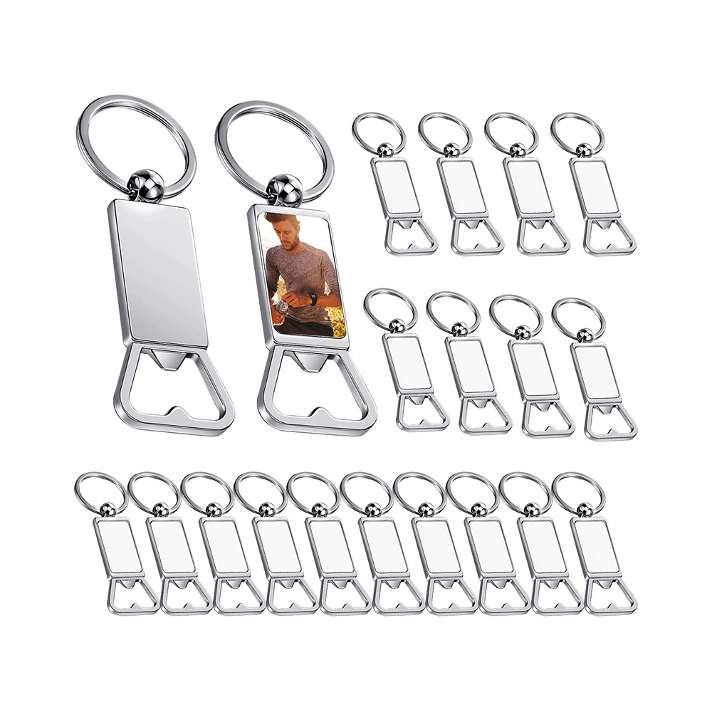 Custom Valentine Day Graduation Gift Printing Photo Aluminum Heat Transfer Key Ring Sublimation Blank Metal Bottle Opener Keychain