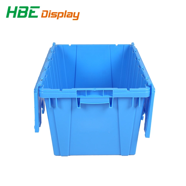 Transportation Plastic Logistic Tote Boxes Attached Lid Container