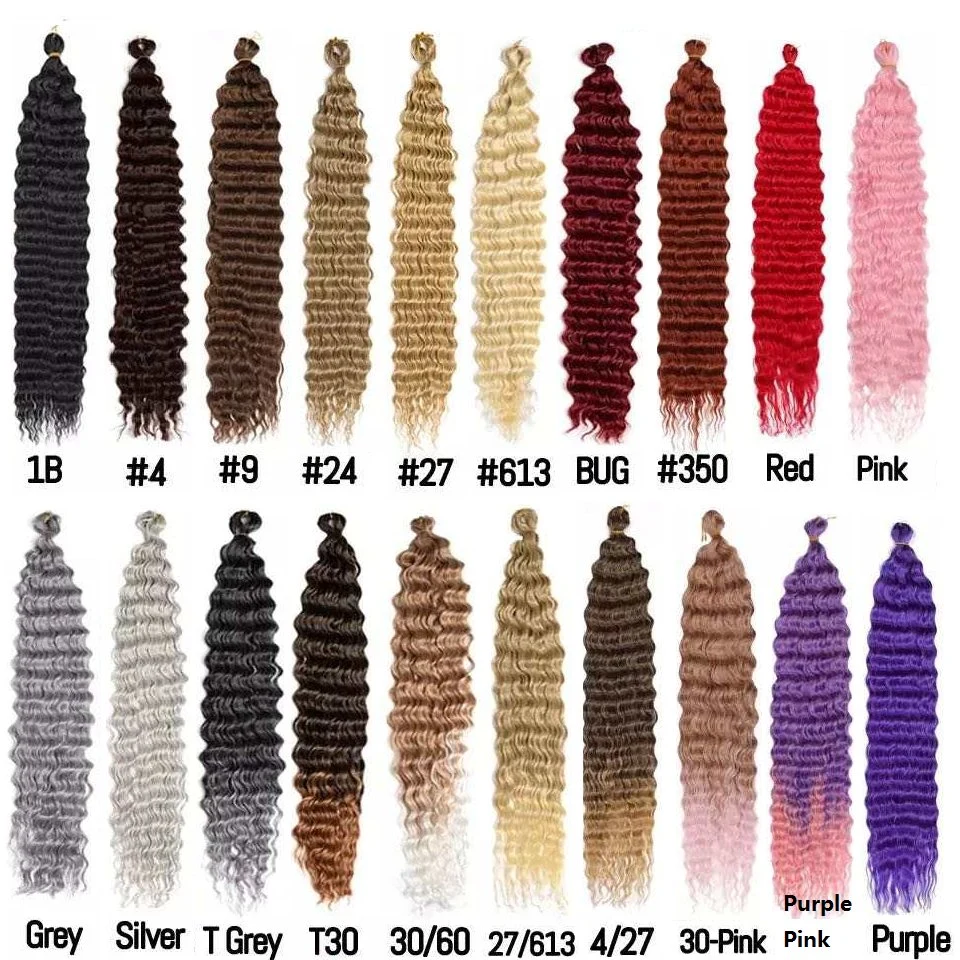 Deep Wave Fashion Colors Synthetic Long Curly Crochet Hair 30-36inch