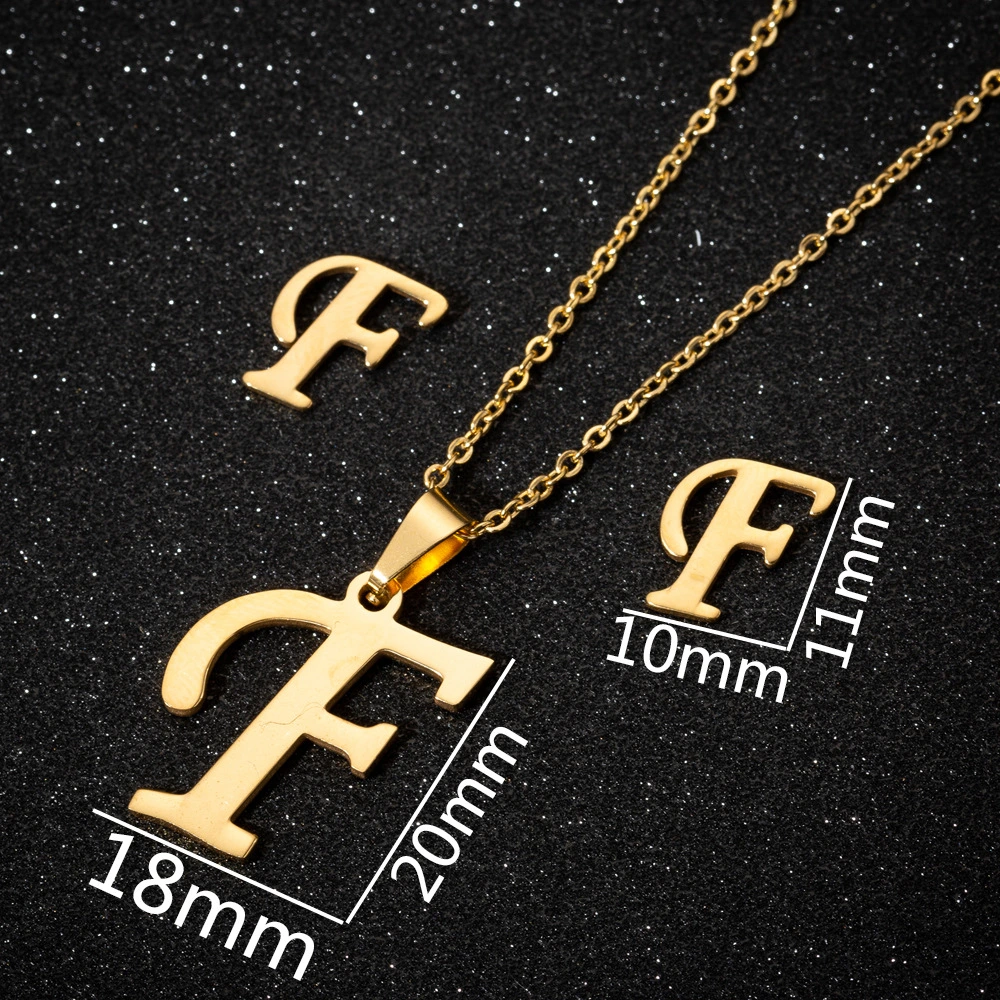 Wholesale/Supplier Fashion Women Gold Plated Stainless Steel Pendant Letter Necklace