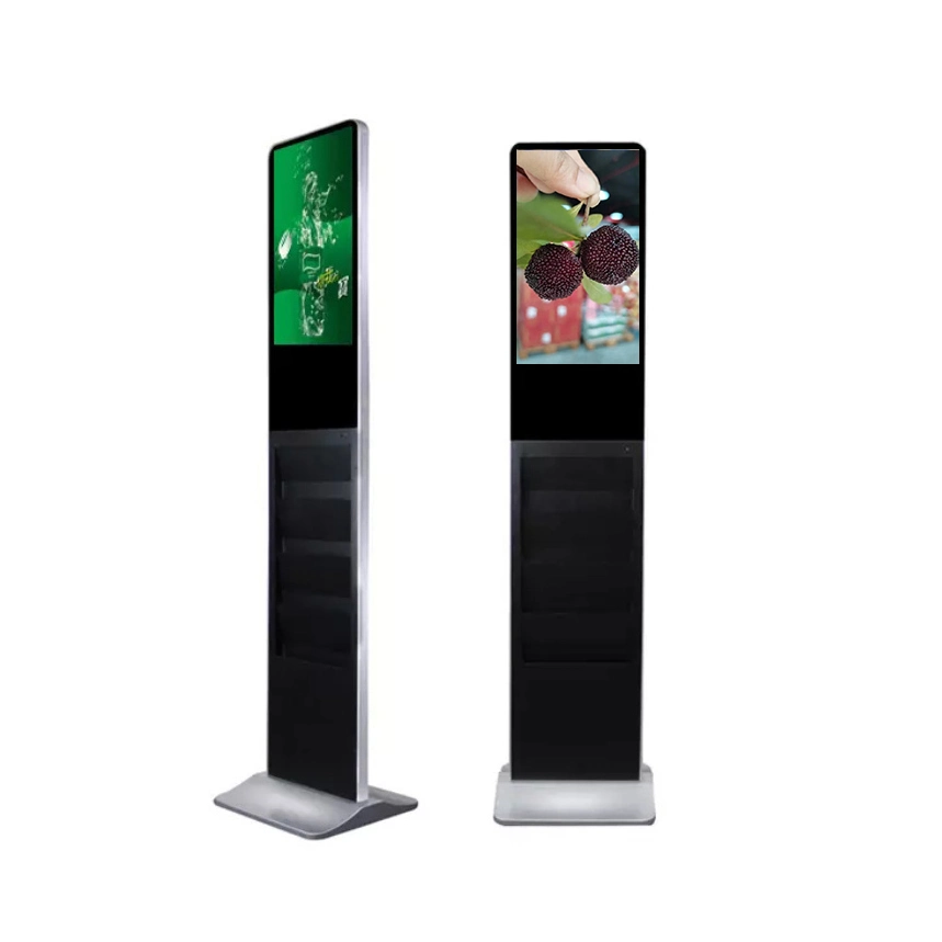 Custom 21.5 Inch Floor Standing Digital Signage with Brochure Holder