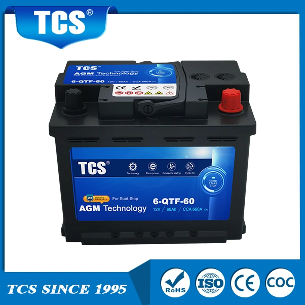 6-QTF-60 528cca 60Ah Auto Agm Start Stop Manufacture Of Car Battery