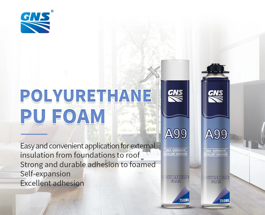 Alta Adherencia de cola de poliuretano de baja expansión la espuma de poliuretano para la instalación de paneles de ladrillos