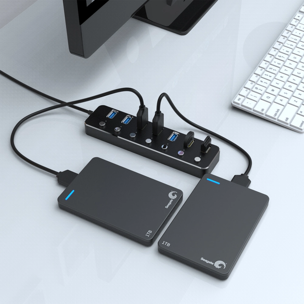 Wholesale/Supplier Aluminum 7 Port USB 3.0 Hub with Separate Switch