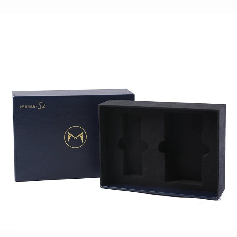 Custom Packaging Boxes Gold Foil Stamping Black Gift Paper Drawer with Custom Logo