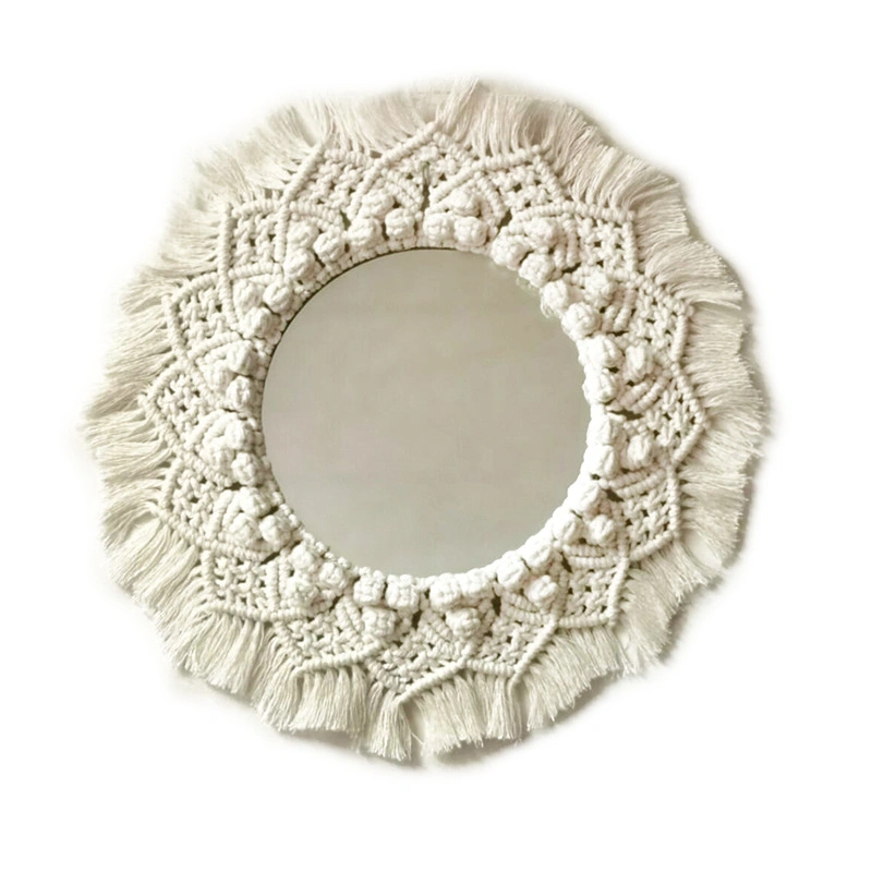 Настенные декор ручной макраме Зеркальное зеркало Домашнее украшение для жизни Номер