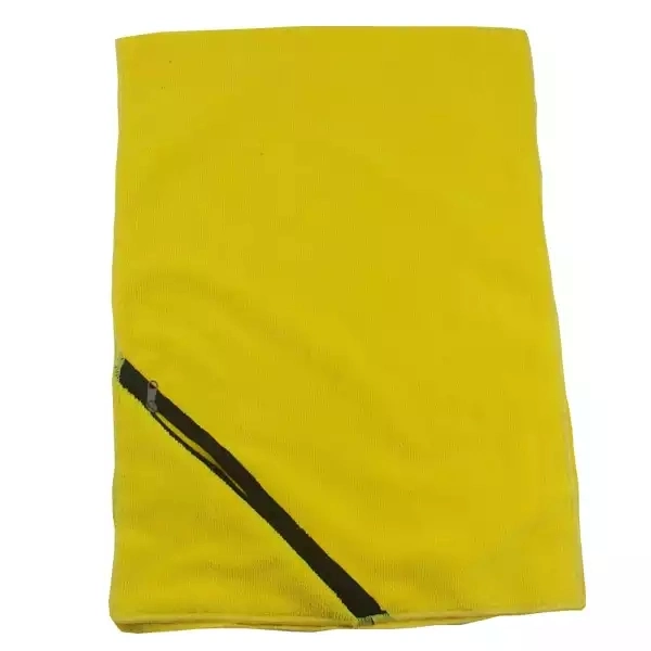 Microfiber Gym Towel/Microfiber Sports Towel with Pocket/Super Sweat Absorbent Microfiber Gym Towel with Zip Pocket