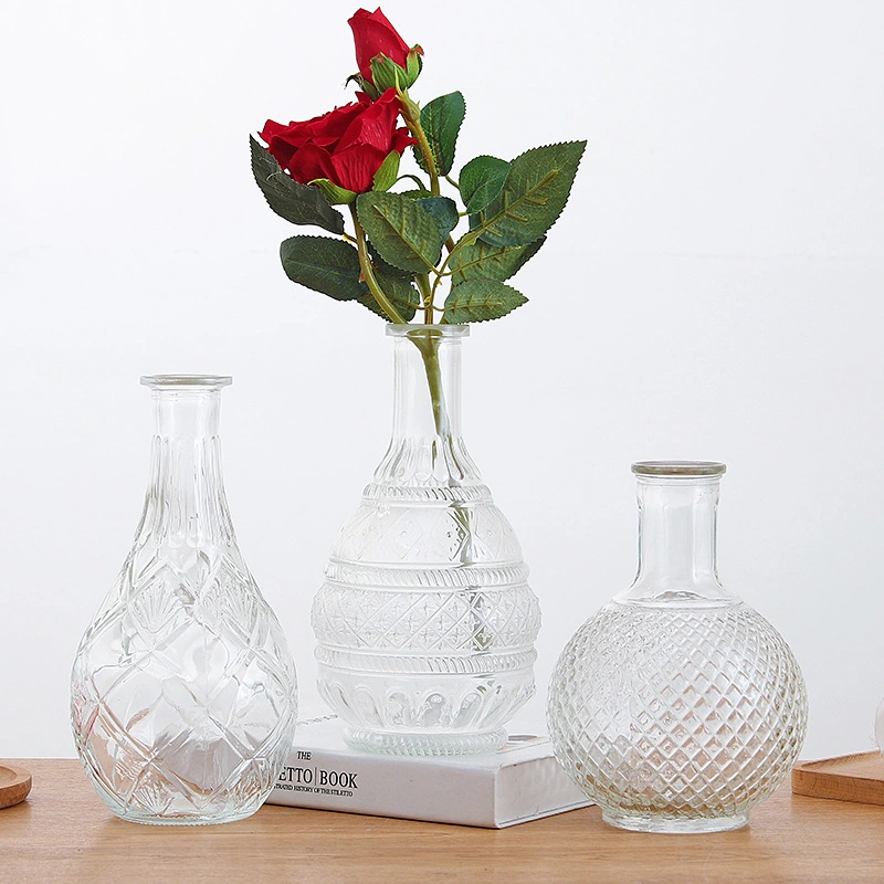 الجملة أسلوب النورديك Creative Small Glass Vase للديكور المنزلي، الشكل التوضيحي، زجاجة زجاجية ملونة، سطح طاولة، Dry Flower Ware