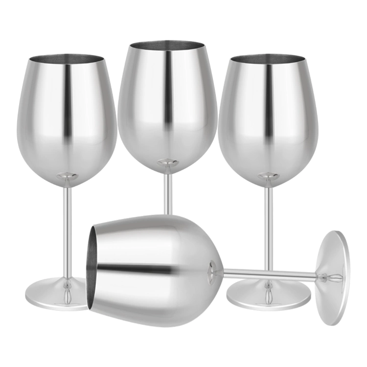 Sliver Stainless Steel Wine Glass Metal Cocktail Goblet Gift Wine Glasses Set
