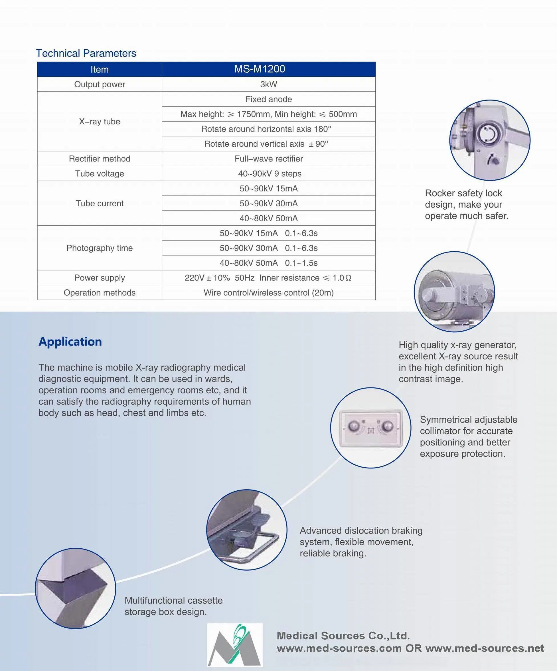 Ms-M1200 Digital Radiography Mobile X-ray Machine Equipment