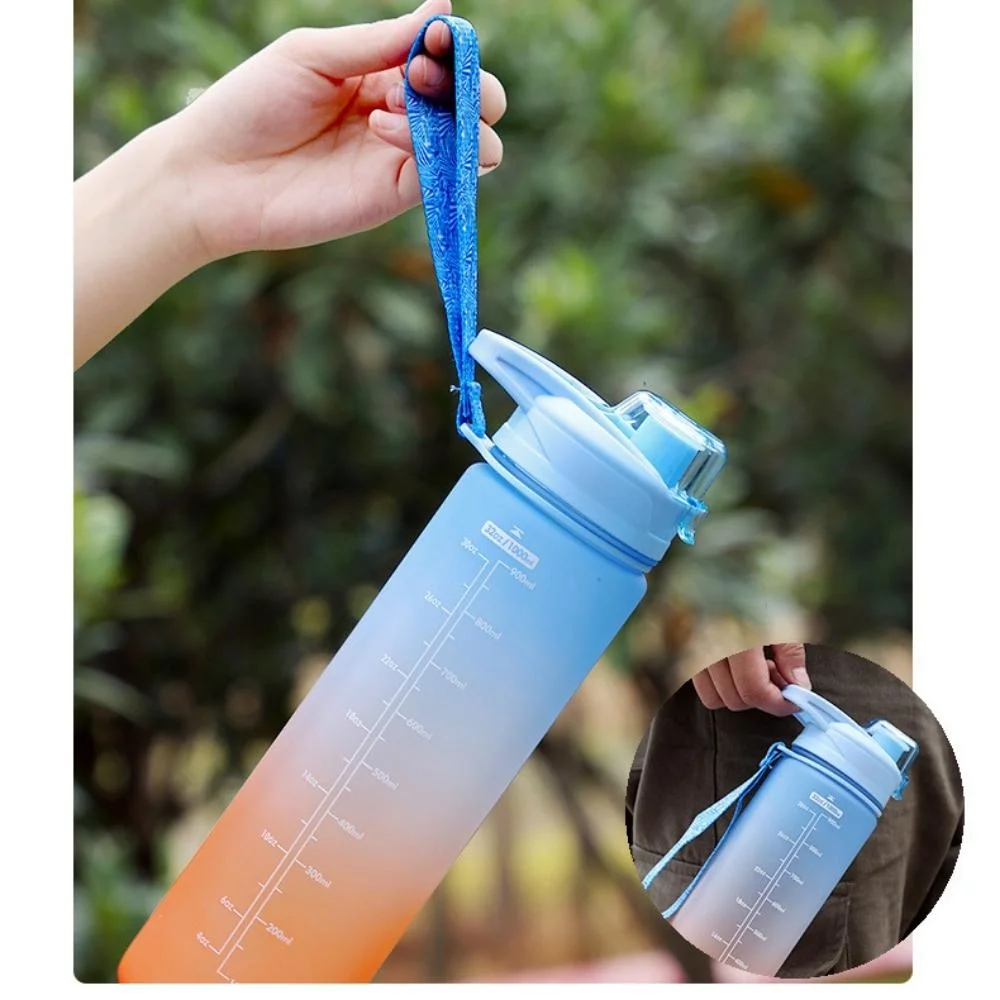 Neue 1L Sport tragbare transparente Sport Wasserflasche mit Stroh Outdoor Reisen Kunststoff BPA kostenlose Wasserflasche Wyz21230