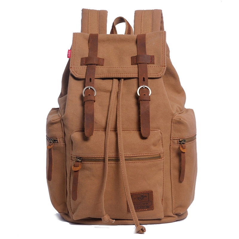 Best Sale Good Quality Men Women College School Bags Backpack Vintage Drawstring Laptop Travel Canvas Rucksack