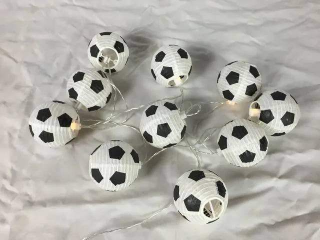 World Cup Decor Steady on Christmas Fairy USB Powered LED Football Ball Paper String Light for Bar Patio KTV