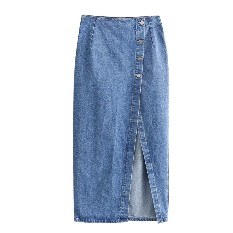 Pb&Za Women's Clothing Wholesale/Supplier New Slit Denim MIDI Skirt