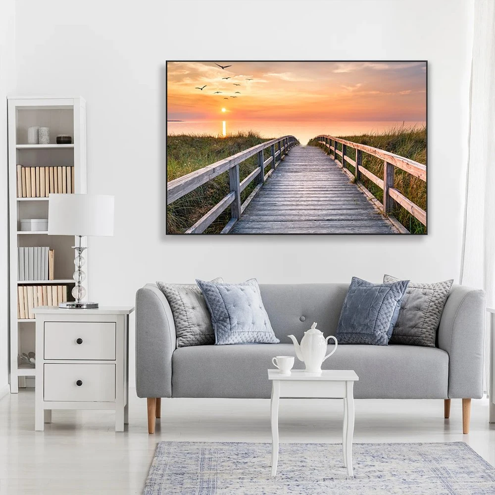 Seascape paisaje Sunset Beach Ver el arte de pared de lienzo de puente de la impresión barata Home Decoración pintura decoración personalizada Regalo moderno